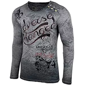 Baxboy Langarmshirts Herren Longsleeve Langarmshirt Shirt Mit Rundhalskragen mit Grandad-Ausschnitt T-Shirt Shirt 706