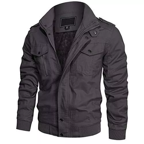 KEFITEVD Jacken KEFITEVD Herren Winterjacke Gefüttert Warme Bomberjacke US Bundeswehr Jacke mit Innenfleece Warm Feldjacke Outdoor Fleecejacke mit Stehkragen Windbreaker