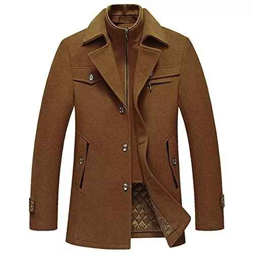 Allthemen Mäntel Allthemen Wintermantel Kurzmantel Herren Schwarz Wollmantel Stehkragen Herren Winter Mantel Warm Kurz Slim Fit Winterjacke Business