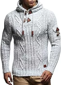Leif Nelson Kapuzenpullover Leif Nelson Herren Strickpullover mit Kapuze/Hochwertiger Winterpullover im Regular Fit Schnitt, ideal für Casual und Business-Looks, in vielfältigen Größen und Farben verfügbar