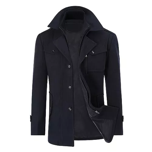 YOUTHUP Mäntel YOUTHUP Herren Wintermantel Wolle Winter Kurzmantel Mittellang Wollmantel Kurz Winterjacke für Business Freizeit