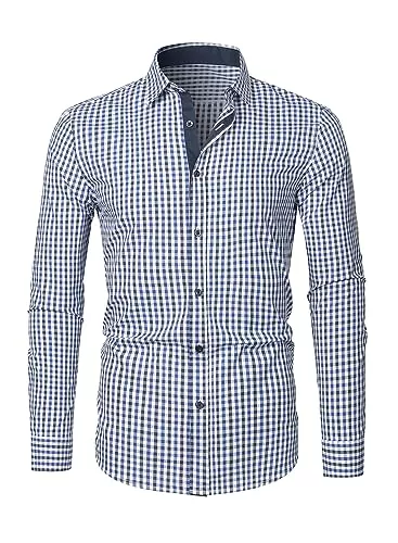 APOONABA Hemden APOONABA Herren Hemd Kariertes Freizeithemd Business Hemden für Herren Langarm Baumwolle Shirts Klassisch Western Hemden Regular Fit