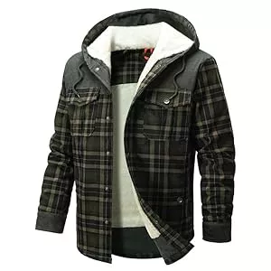 HFDWYJ Jacken Herren Fleece Thermohemd Warm Flanellhemd Holzfällerhemd Winterjacke Fleecefutter schützendem Innenfutter Holzfällerhemd Arbeitshemd