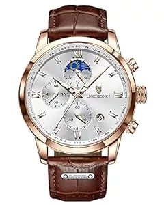 LIGE Uhren LIGE Herrenuhr Chronograph Multifunktionale Wasserdichter Business Casual Sport Leuchtende Datum Kalender Leder Strap Analog Quarz Armbanduhr für Männer