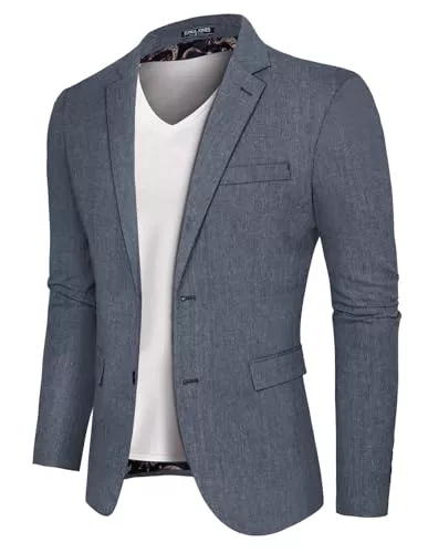 PaulJones Blazer PaulJones Blazer Herren Leinen Sakko für Herren mit Gekerbtem Revers 2 Knöpfe Regular Fit