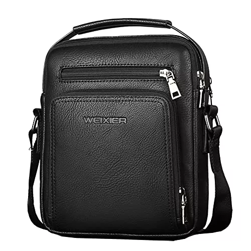 A-QMZL Taschen & Rucksäcke Umhängetasche Herren Schultertasche Herrentasche Klein Vintage PU Leder Crossbody Herren Tasche Umhängen Handtasche Männer für Arbeit, Schule, Alltag