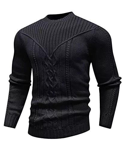 SAVKOOV Pullover & Strickmode SAVKOOV Herren Pullover Langarm Rundhals Strickpullover