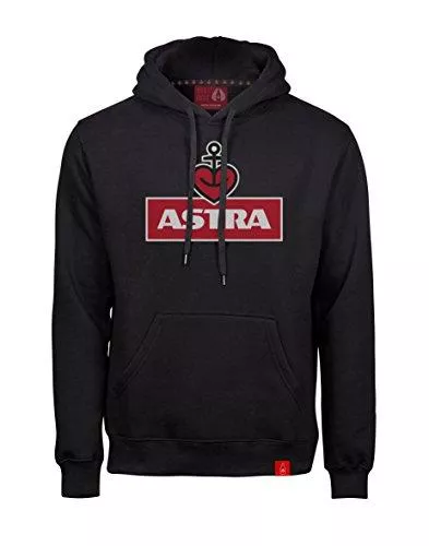 ASTRA Kapuzenpullover ASTRA Hoodie Herzanker Unisex, Sweater in Schwarz, sportlicher Kapuzen-Pullover mit Logo-Print auf Brust &amp; Kapuze, Pulli für Männer