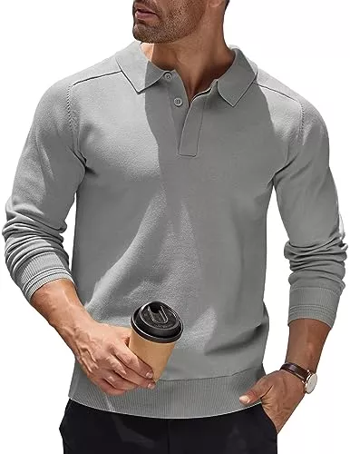 COOFANDY Pullover & Strickmode COOFANDY Herren Pullover Mit Polokragen Strick Polo Pullover Langarmshirt Strickpullover Regular Fit Männer Pulli Winterpullover Basic Einfarbig Poloshirt