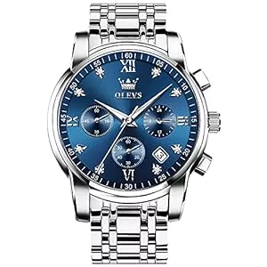 OLEVS Uhren OLEVS Herrenuhren Schwarz Edelstahlarmband Quarz Uhr Männer mit Diamant Datum Wasserdicht Leuchtende Klassische Elegantes Armbanduhr Geschenk
