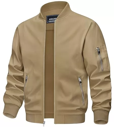 TACVASEN Jacken TACVASEN Herren Bomberjacke Leichte Übergangsjacke Fliegerjacke Frühling Sommer Blouson mit Reißverschlusstaschen