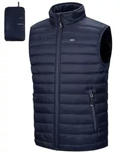 33,000ft Westen 33,000ft Herren Packbare Steppweste Outdoor Gefütterte Hybrid Sportwesten mit Stehkragen Outdoorwesten mit 5 Taschen Übergangswesten für Männer Laufen Golf Wandern Reiten