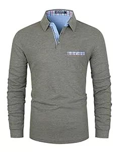 LIUPMWE Poloshirts LIUPMWE Poloshirt Herren Langarm Getäfelt T Shirts Männer Hemd T-Shirt Slim Fit Golf Sports