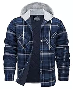 KEFITEVD Jacken KEFITEVD Hemdjacke Herren Gefuttert Flannel Jacke Hoodie Flanellhemd Winter Warm Hemdjacken Männer Baumwolle Übergangsjacke Kariert Holzfäller Jacket