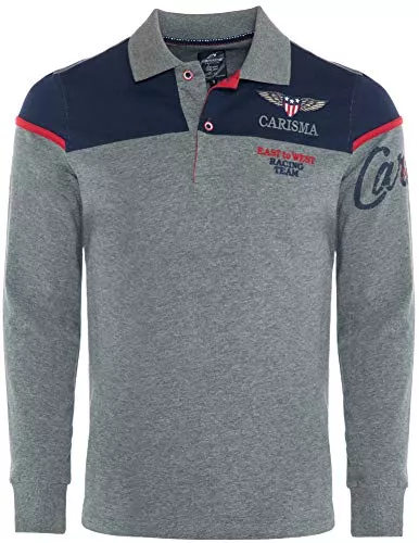 Carisma Poloshirts Carisma Langarm Poloshirt für Herren Baumwolle • Herren Langarmshirt mit Stickerei • Angenehmes Regular Fit Longsleeve für Büro und Freizeit