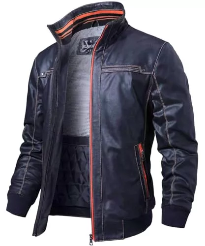 FLAVOR Jacken FLAVOR Herren Echtes Leder Lederjacke Stehkragen Jacken