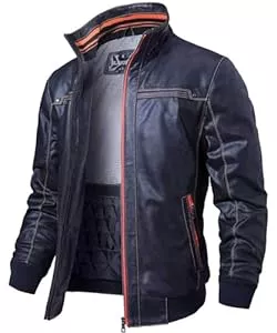 FLAVOR Jacken FLAVOR Herren Echtes Leder Lederjacke Stehkragen Jacken
