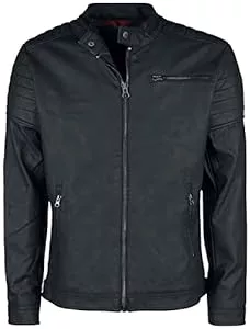 Indicode Jacken Indicode Herren Manuel Lederjacke aus Leder-Imitat | Motorradjacke Bikerjacke für Männer
