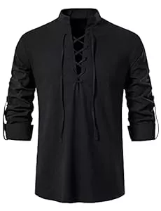 LucMatton Langarmshirts LucMatton Herren-Kostüm mit Schnürung, Baumwolle, mittelalterliches Vintage-Kostüm