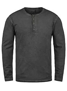 Solid Langarmshirts !Solid SDTimur Herren Longsleeve Langarmshirt Shirt mit Grandad-Ausschnitt