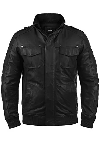 !Solid Jacken !Solid Camash Herren Lederjacke Mit Stehkragen Aus 100% Echtleder
