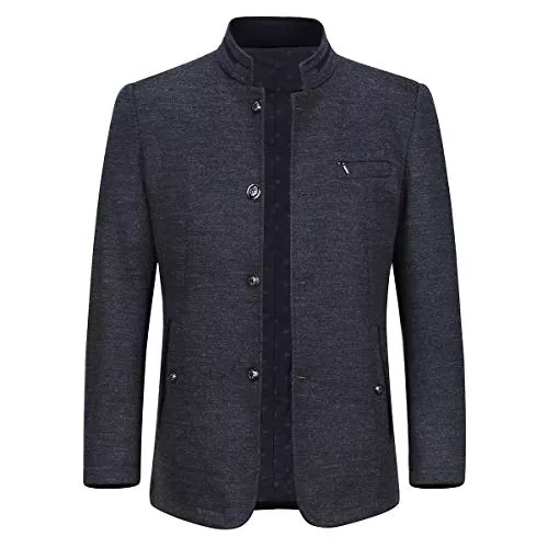 Allthemen Mäntel Allthemen Wintermantel Herren Kurzmantel Slim Fit Mantel mit Stehkragen Wolle Warm Wollmantel Business Freizeit