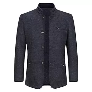 Allthemen Mäntel Allthemen Wintermantel Herren Kurzmantel Slim Fit Mantel mit Stehkragen Wolle Warm Wollmantel Business Freizeit