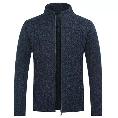Allthemen Strickjacken Allthemen Herren Strickjacke mit Reißverschluss Cardigan Grobstrick mit Stehkragen