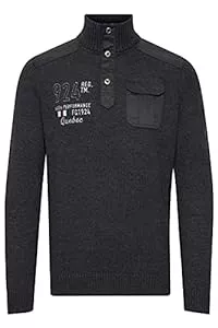 FQ1924 Pullover & Strickmode FQ1924 FQErlong Herren Strickpullover Troyer Grobstrick Pullover mit Stehkragen