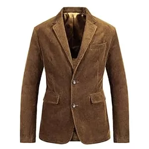 Awoyep Blazer Awoyep Herren Cord Sakko, Herren Sakko Blazer Lange Ärmel Revers Cord Blazer Slim Fit Modern Anzug Jacke Einreihig Einfarbig Casual Blazer Mantel für Business Hochzeit Freizeit