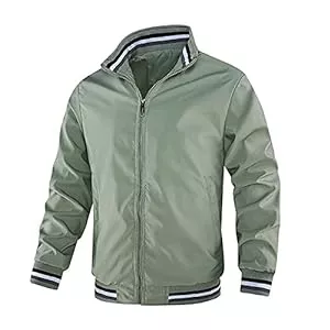 Generisch Jacken Herren Bomberjacke Freizeitjacke Übergangsjacke Windbreaker College Leichte Freizeit Langarm Bomberjacke Outdoor Reißverschluss Sportjacke mit Stehkragen Herren Mantel Windbreaker Radfahrjacke, M-4XL