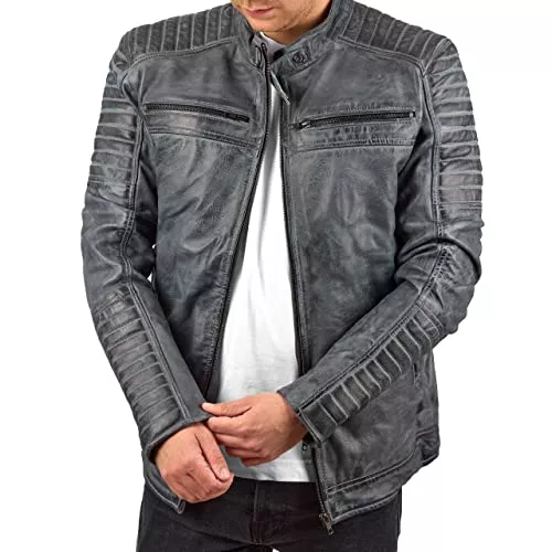 FAPA Jacken FAPA Lederjacke Herren Langarm - elegante Bikerjacke - Männerlederjacke mit Stehkragen - Übergangsjacke Echtleder - erhältlich in 3 Farben