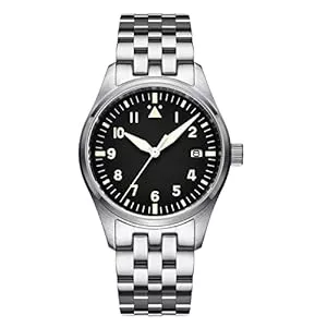 ADDIESDIVE Uhren ADDIESDIVE Herren Automatikuhr Fliegeruhr 200M Gürtel Schwarz