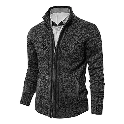 AOLI RAY Strickjacken AOLI RAY Herren Strickjacke Cardigan Stehkragen Feinstrike mit Reißverschluß und Taschen Pullover