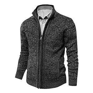 AOLI RAY Strickjacken AOLI RAY Herren Strickjacke Cardigan Stehkragen Feinstrike mit Reißverschluß und Taschen Pullover