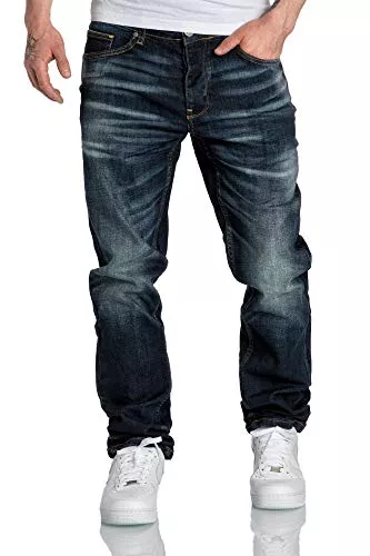 Amaci&Sons Jeans Amaci&Sons Herren Jeans Regular Straight Fit Denim Hose Destroyed 7984