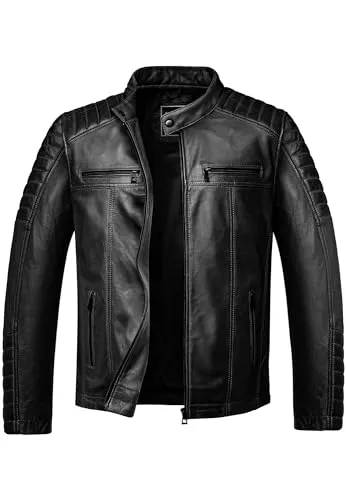 Amaci&Sons Jacken Amaci&Sons Herren Echtleder Jacke Biker Zipper Lederjacke 9104