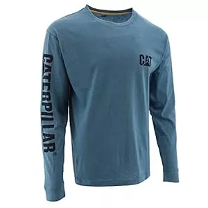 CAT Langarmshirts CAT Herren Trademark Banner Langarm Mitte Hinten Hals Draht Management Schleife und Katze Logo T-Shirt