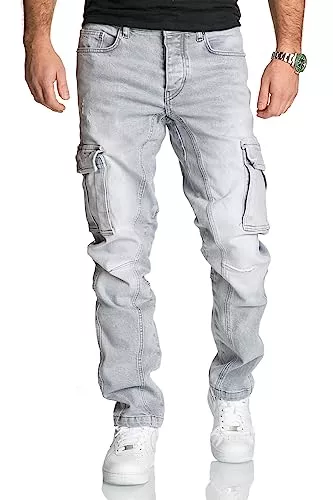 REPUBLIX Jeans REPUBLIX Herren Cargo Jeans Regular Slim Denim Hose Destroyed R7977