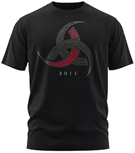 vanVerden T-Shirts NØRTH Legendary Herren T-Shirt - Odins Hörner Trinkhörner Brust Aufdruck, nordische Wikinger Walhalla Geschenke für Männer, Odin Thor Valhalla Viking Shirt