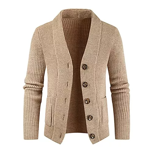 Generisch Strickjacken Generisch Men's Herren Cardigan Strickjacke Cardigan Langarm Knöpfe Strickpullover Einfarbige Cardigan, M-3XL