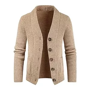 Generisch Strickjacken Generisch Men's Herren Cardigan Strickjacke Cardigan Langarm Knöpfe Strickpullover Einfarbige Cardigan, M-3XL