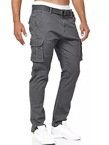 Indicode Hosen Indicode Herren Mathen Cargohose aus 98% Baumwolle inkl. Gürtel | Cargo Hose für Männer