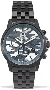 LOUIS XVI Uhren LOUIS XVI Herren-Armbanduhr Aramis Stahlband Schwarz Camouflage Tarnfarben Chronograph Analog Quarz Edelstahl
