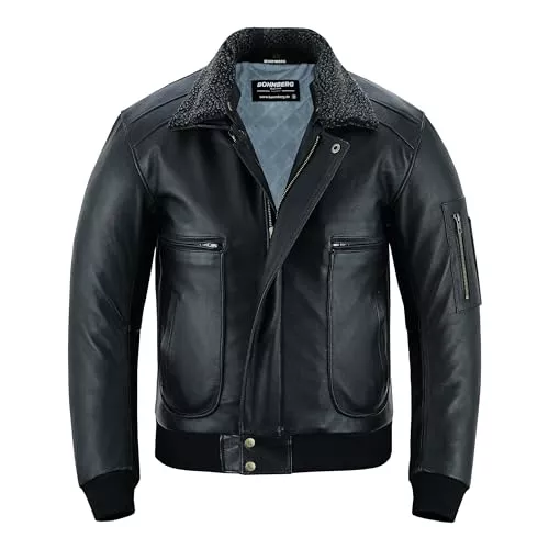 Bohmberg Jacken Bohmberg Herren Lederjacke Spitfire Pilotenjacke Bomber Flying Jacket Winterjacke Fliegerjacke
