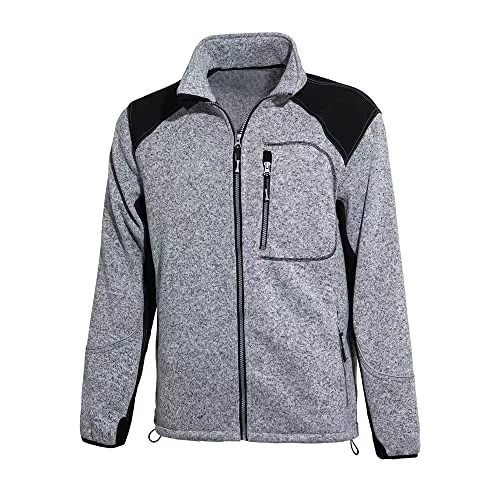 WORK IDEA Jacken WORK IDEA Strick Fleecejacke Herren, Jacke Fleece Strickjacke, atmungsaktive Outdoor Fleecejacken für Herren, warme und leichte Strickfleecejacke mit Reißverschluss…