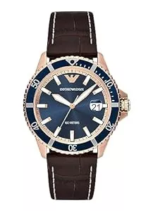 Emporio Armani Uhren Emporio Armani Herrenuhr quarz/3-Zeiger datum Uhrwerk 42mm Gehäusegröße mit einem pro-planet Lederarmband AR11556