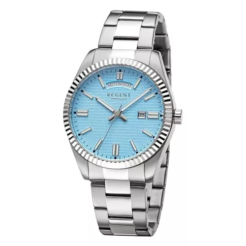 REGENT Uhren REGENT Herren-Armbanduhr Stahl/Hellblau 11150781