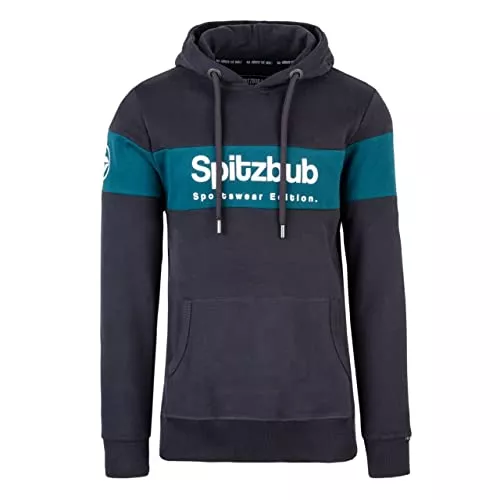 Spitzbub Kapuzenpullover Spitzbub Herren Hoodie Kapuzenpullover in Dunkelgrau/Petrol