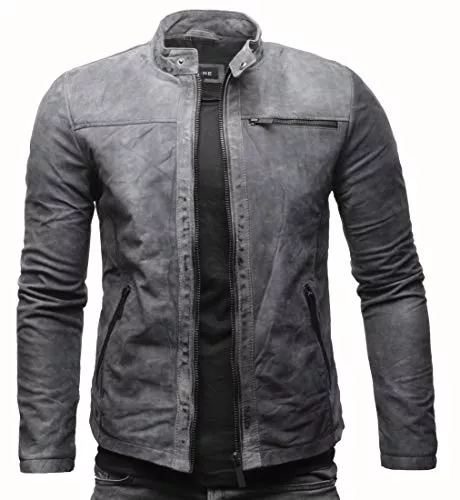Crone Jacken Crone Epic Herren Lederjacke Cleane Leichte Basic Jacke aus weichem Schafs-Leder